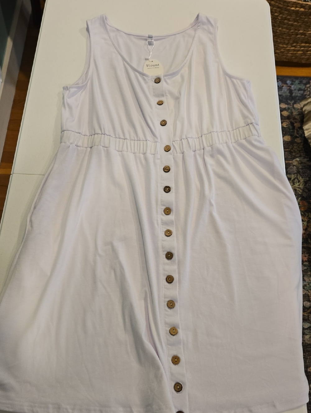 Mount Sleeveless Button-Front Casual Dress in White